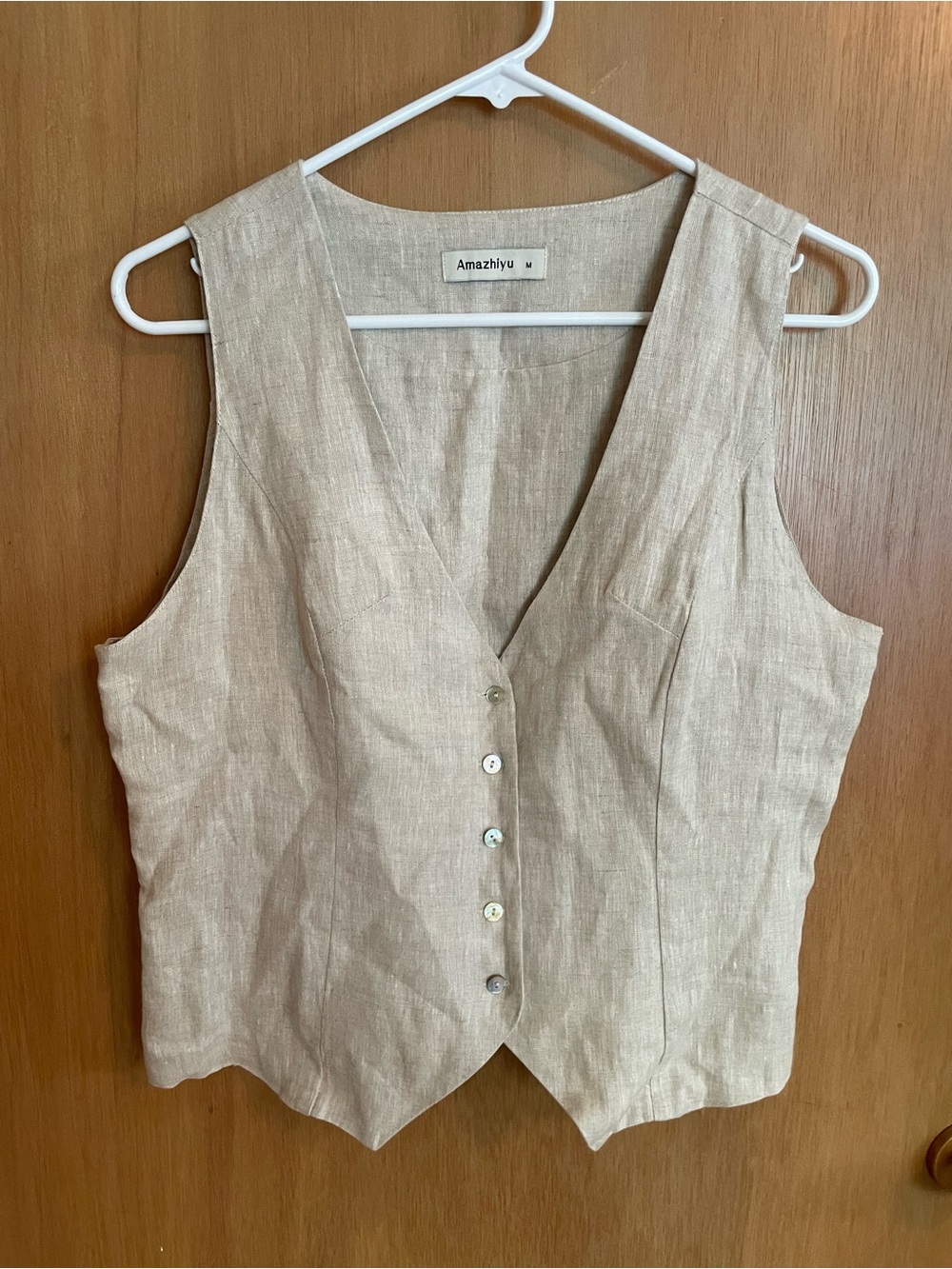 Amazhiyu 100% Linen Vest M